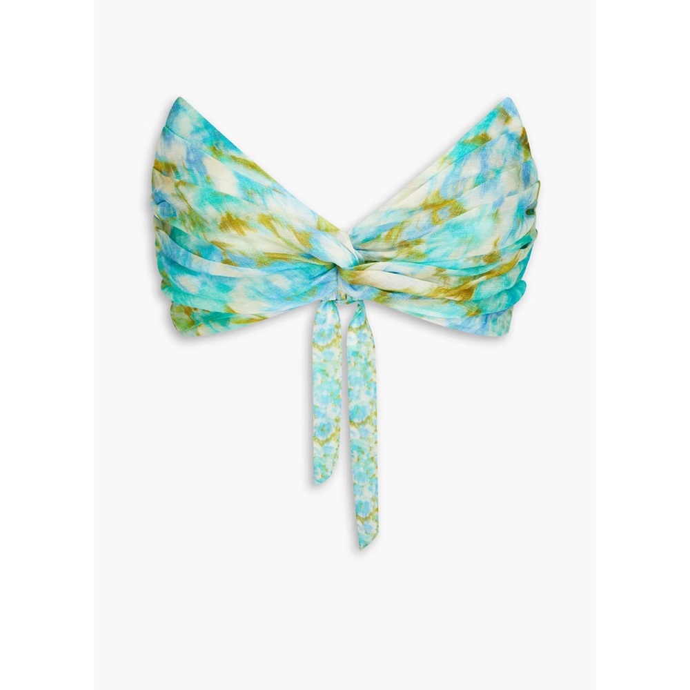 Zimmerman high tide twist crop bodice, Blue and Green Tie-Dye Bandeau Top
